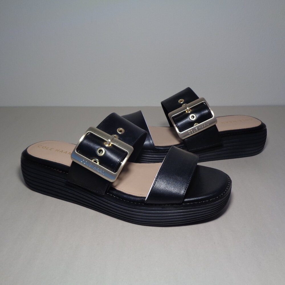 Cole Haan Size 8.5 ORIGINALGRAND PLATFORM SLIDES Black Sandals New Women's Shoes